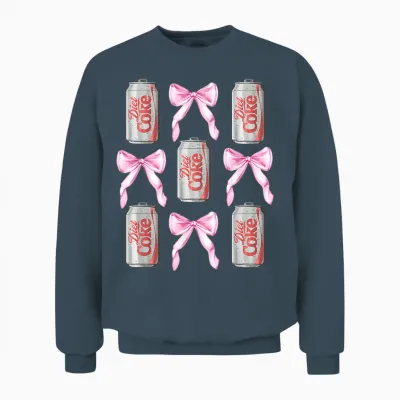Coca-Cola Diet Coke & Pink Bows Collage Logo Vintage Unisex Sweatshirt - Dark Heather
