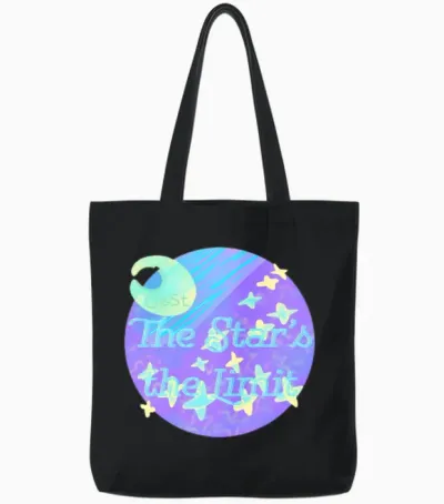 Celestial Night Sky Inspirational Badge Tote Bags - Black