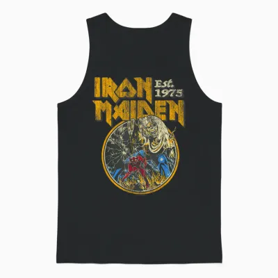 Iron Maiden - Vintage Beast Circle Red Unisex Tank Top - Black
