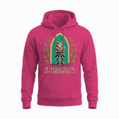 Im Not Old I'm Medieval Funny Frog Knight Fantasy Humour Unisex Hoodie - Heliconia