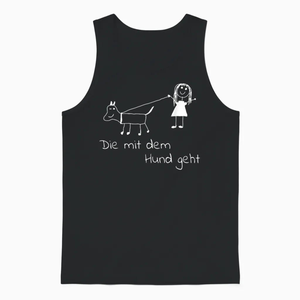 Die Mit Dem Hund Geht Unisex Tank Top in Black
