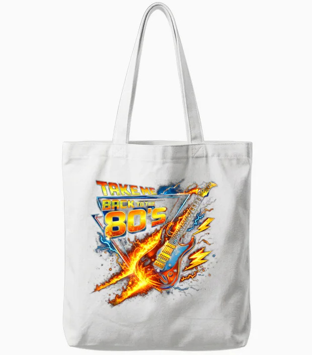 Take Me Back to the 80s Rock Music Nostalgia Throwback Tote Bags in White