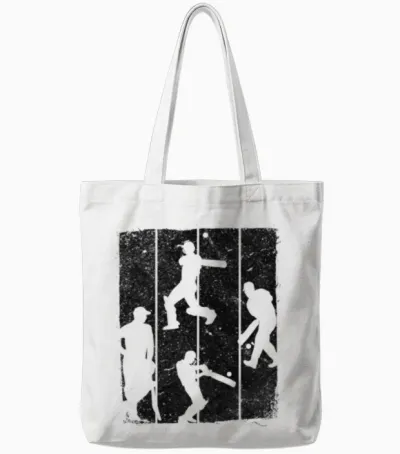Cricket Retro Cricket Silhouette Tote Bags - White