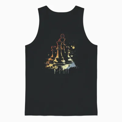 Chess Pieces Graffiti Unisex Tank Top - Black