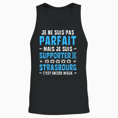 Football T-Shirt with German Text "ich Bin Nicht Perfekt, Sondern Fan Von Strasburg, Black Unisex Tank Top - Black
