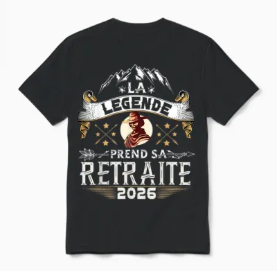 La Légende Prend Sa Retraite 2026 Homme Humour Humoristique Unisex T-Shirt - Black