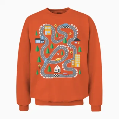 Cute Playmat Outfits - Kinder - Unisex-Kinder - Auto- Und Rennsportfans - Kurzarm - T-Shirt - Novelty-T-Shirts - Shirt - Schwarz - S - V-Ausschnitt Mit Offenem Rücken Unisex Sweatshirt - Orange