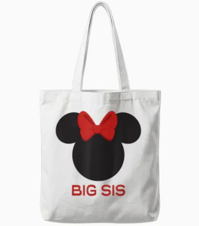 Disney Minnie Mouse Red Bow Icon Big Sis Sister Family Tote Bags - White