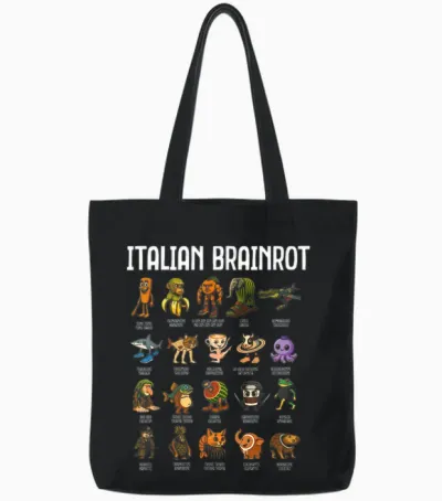 Italian Brainrot Italian Brainrot Funny Memes Boys Tote Bags - Black