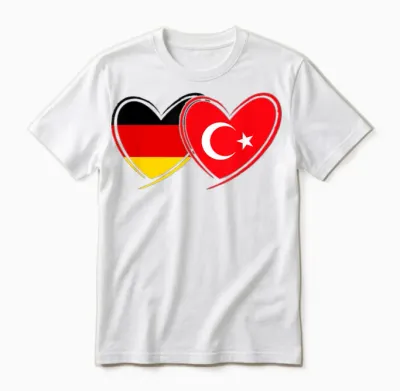 Deutsche Türkische Herz Flagge Deutschland Türkei Unisex T-Shirt - White