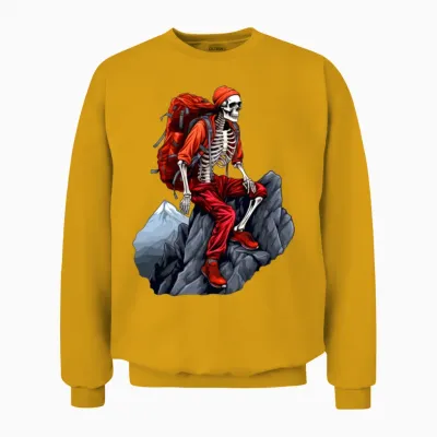 Skeletons Mountaineer / Hiking Skeleton Unisex Sweatshirt - Gold
