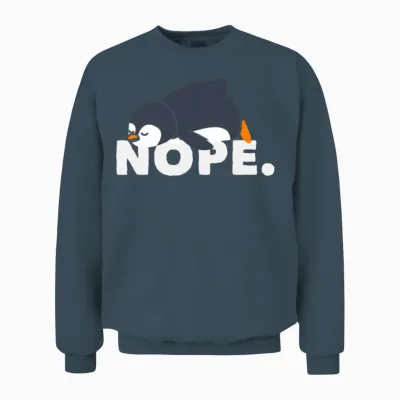 Lazy Penguin Relaxed Nope Gift Unisex Sweatshirt - Dark Heather