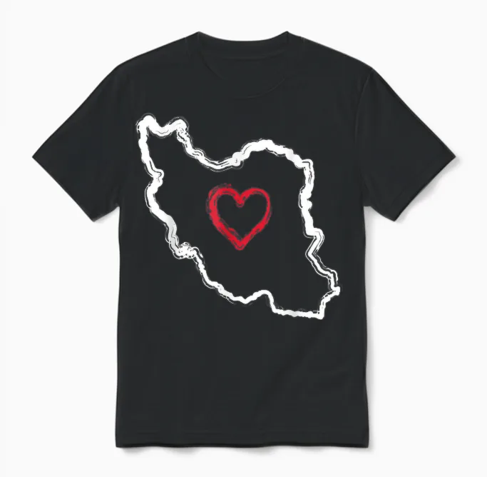 Freier Iran | Karte Herz Symbol | Freiheit Iran Azadi Persisch Unisex T-Shirt in Black