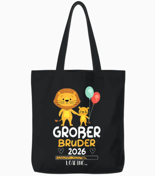 Children's Big Brother 2026 Baby Lion Boys T-Shirt, Black Tote Bags in Black