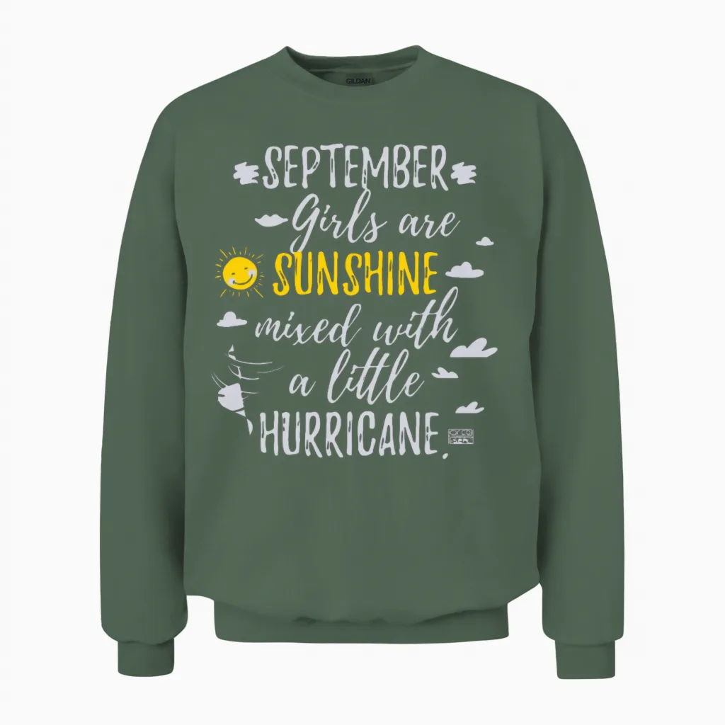 September Girls Sunshine and Hurricane Unisex Sweatshirt in Military Green