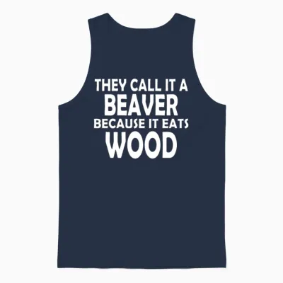Beaver Wood Logo Funny Unisex Tank Top - Navy