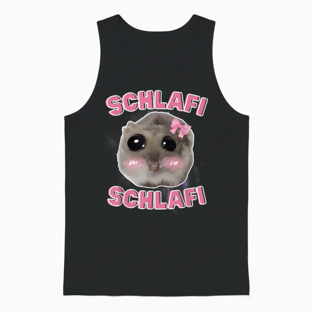 Schlafi Schlafi Funny Hamster Hamster Hamstie Meme Sleep T-Shirt, Black Unisex Tank Top in Black