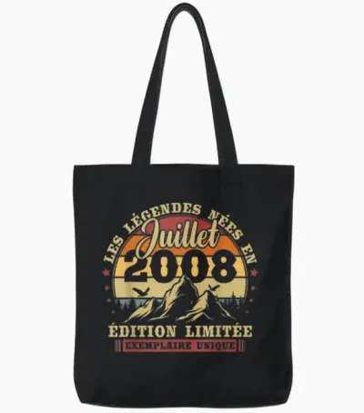 Vintage Juillet 2008 Cadeau Anniversaire 18 Ans Garçons Tote Bags - Black