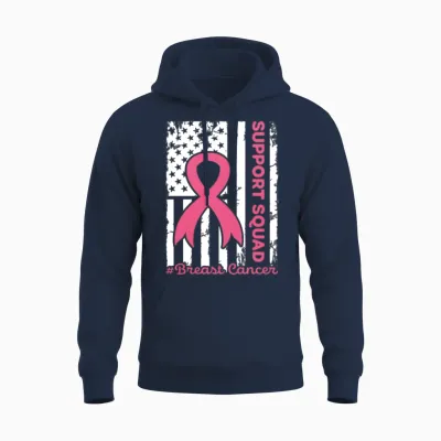 Support Squad Breast Cancer Awareness Unisex Hoodie - Navy