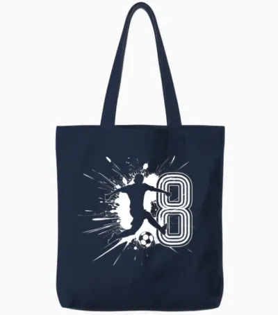Kinder 8. Geburtstag Junge 8 Jahre Fussballer Fussball Geburtstags Tote Bags - Navy