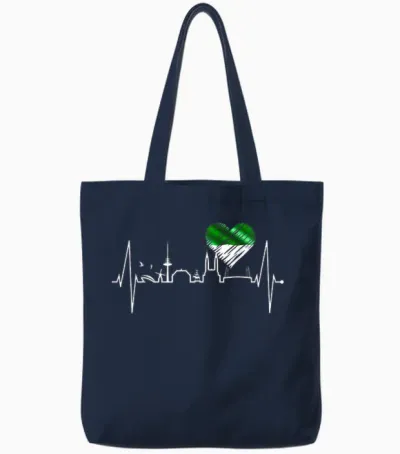 Bremen Skyline Bremer Herzschlag Fan Herz Ich Liebe Bremen T-Shirt, Black Tote Bags - Navy