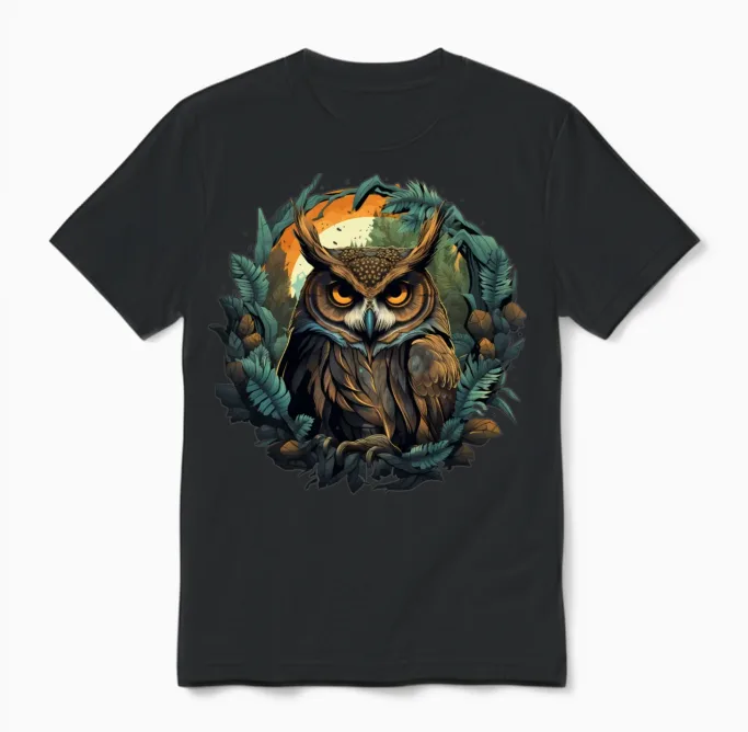 Owl Unisex T-Shirt in Black