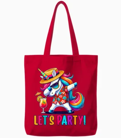 Party Outfit, Unicorn | Women & Men | Party Unicorn, Unicorn Tote Bags - Red
