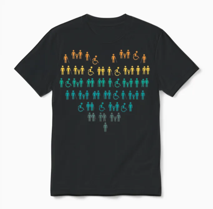 Wheelchair Heart Unisex T-Shirt in Black