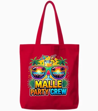 Malle Party Crew Mallorca Strand Urlaub Tote Bags - Red