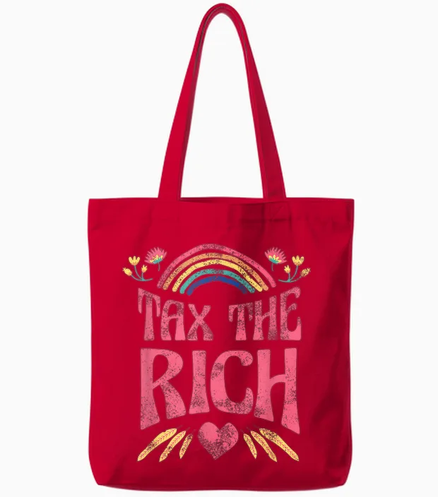 Tax the Rich! Fan Item Left Merch Heidi Reichinnek Tote Bags in Red