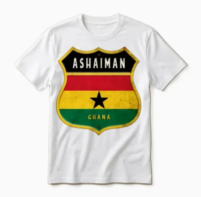 Ashaiman Ghana Coat of Arms Flag Design Unisex T-Shirt - White