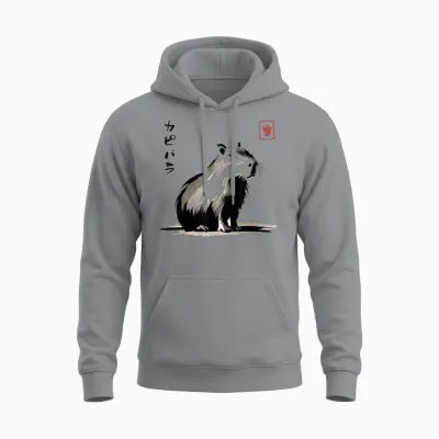 Kawaii Capybara Anime Japanisch Streetwear Lustig Capybara Unisex Hoodie - Sport Grey
