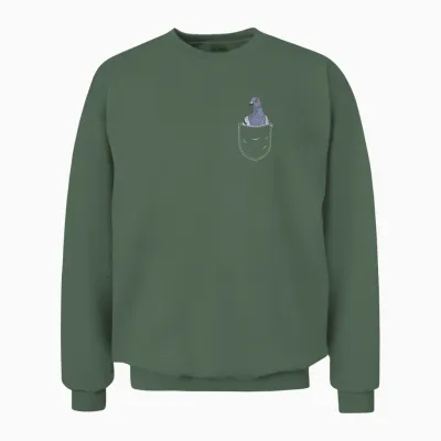 Pigeon Taubenschlag Bird Animal Lover Chest Pocket T-Shirt, Black Unisex Sweatshirt - Military Green