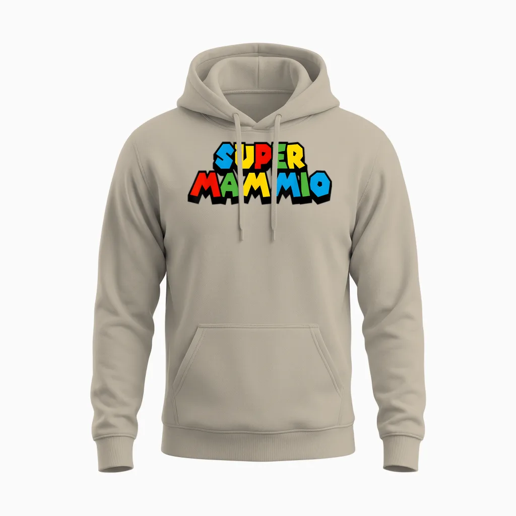 Gamer Mama Super Gamer Mammio Unisex Hoodie in Sand