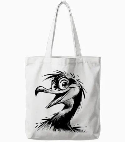 Funny Cormoran Funny Eyes Pencil Sketch Tote Bags - White