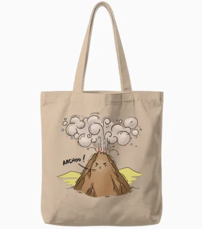 Volcano Achoo Funny Tote Bags - Natural