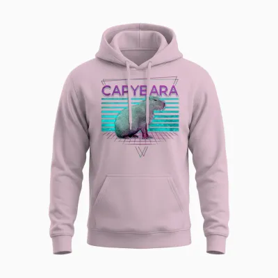 Capybara Retro Unisex Hoodie - Light Pink