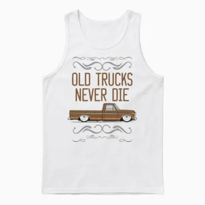 Keep on Truckin Sequoia Brown Unisex Tank Top - White