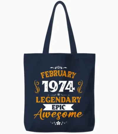 February 1974 Legendary Birthday Present Tote Bags - Navy