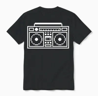 Retro Ghettoblaster Boombox Unisex T-Shirt - Black