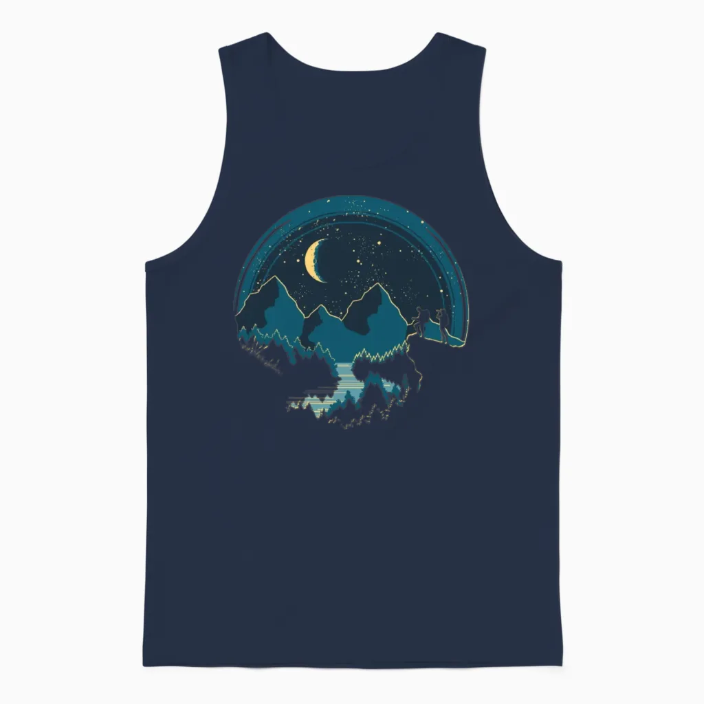 Night Hike Hiking & Outdoors Gift Unisex Tank Top in Navy