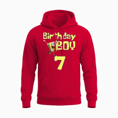 Mademark X Spongebob Squarepants - Spongebob Squarepants Birthday Boy 7 Unisex Hoodie - Red