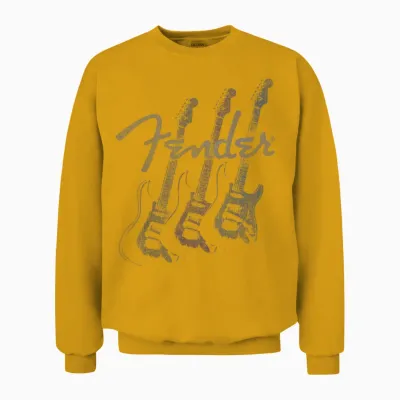 Fender Stacked Guitar Faded Logo Unisex Sweatshirt - Gold