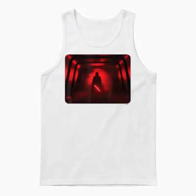 Star Wars Darth Vader Red Lightsaber Shadow Unisex Tank Top - White