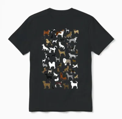 Many Dogs Pixel Unisex T-Shirt - Black