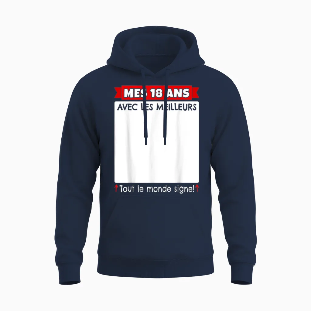 18 Years to Sign 18 Years Birthday Boy Girl Anniv 18 Unisex Hoodie in Navy