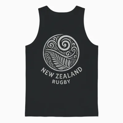 New Zealand Rugby Maori Silver Fern Unisex Tank Top - Black