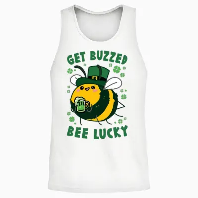 Get Buzzed Bee Lucky Unisex Tank Top - White