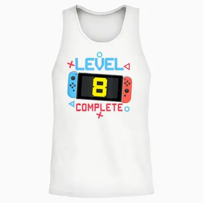 Level 8 Complete Boy 8 Years Old Bday 8th Birthday Gifts Unisex Tank Top - White