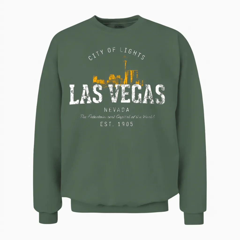 Style Las Vegas Unisex Sweatshirt in Military Green